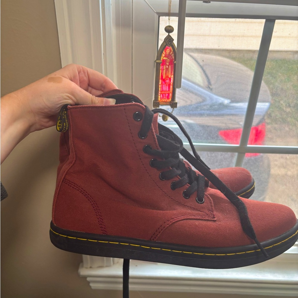 Dr. Martens Red Canvas 8-Eye Boots – Men’s 9 / Women’s 10